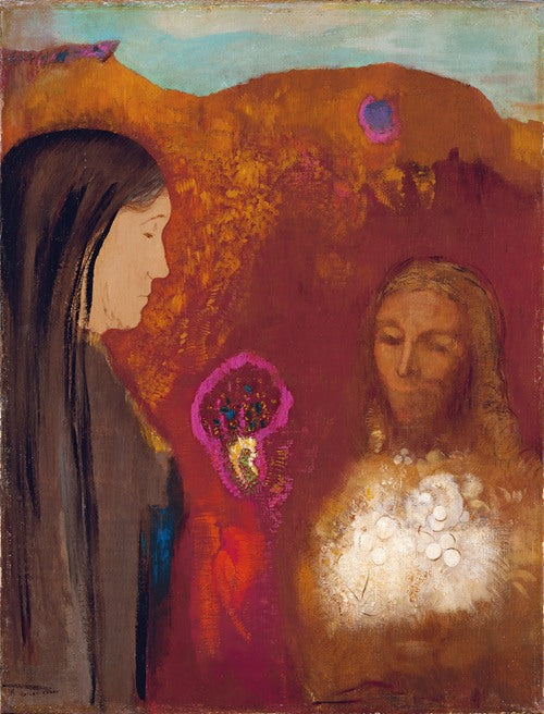 Christ and the Samaritan Woman (The White Flower Bouquet) (ca. 1895) by Odilon Redon