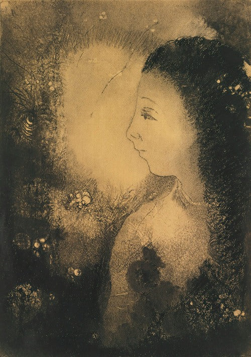 Profil De Femme Avec Fleurs (circa 1890) by Odilon Redon