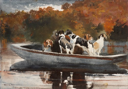 Hunting Dogs in Boat (Waiting for the Start) (1889)