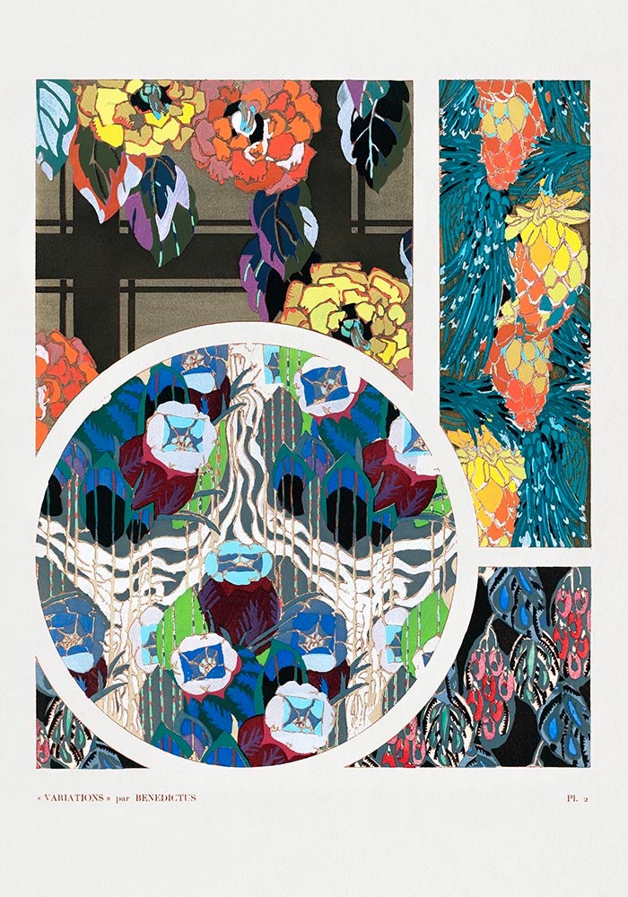Vintage Floral Art Deco Pattern, Variation 2 by Édouard Bénédictus