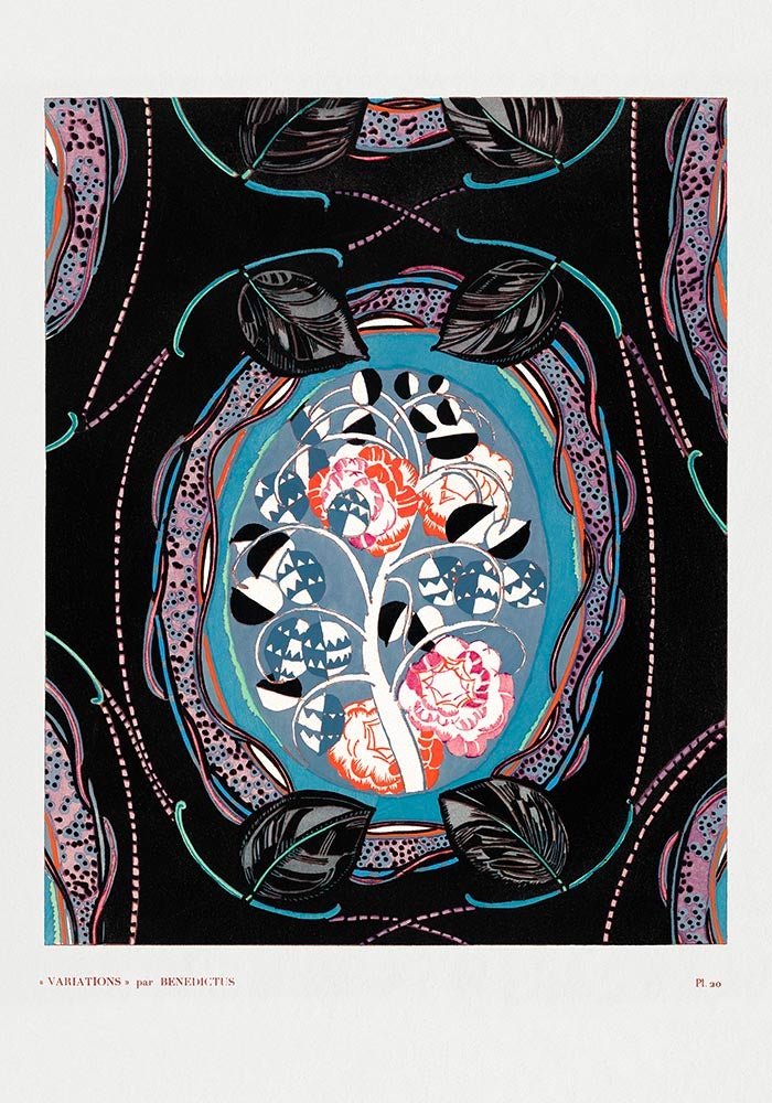 Vintage Floral Art Deco Pattern, Variation 20 by Édouard Bénédictus