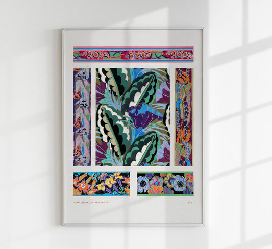 Vintage Geometric Floral Art Deco Pattern, Variation 4 by Édouard Bénédictus