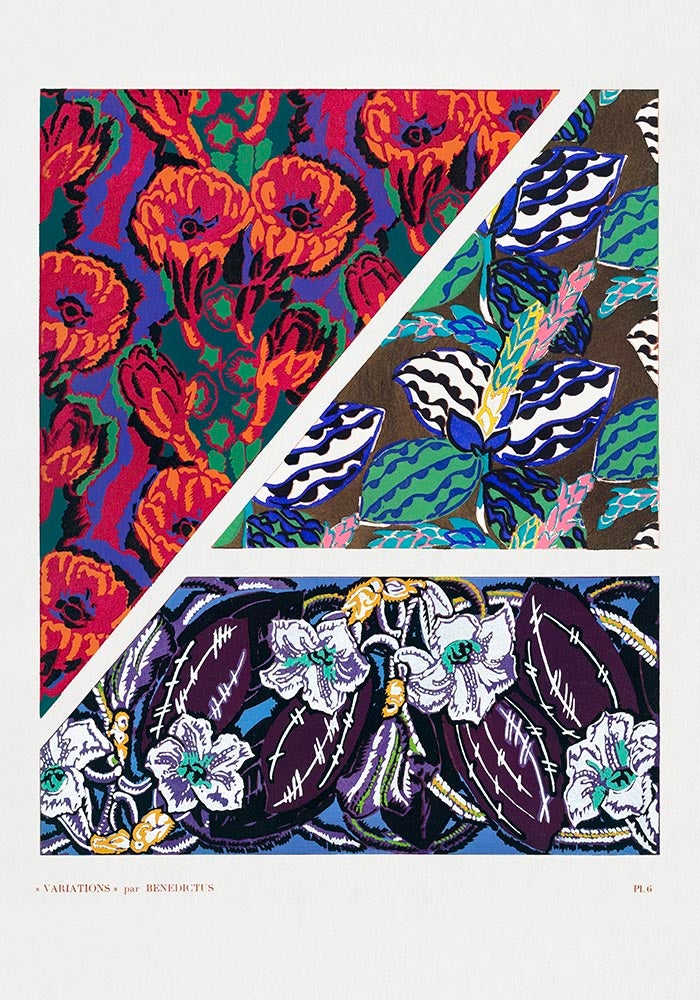 Vintage Geometric Floral Art Deco Pattern, Variation 6 by Édouard Bénédictus