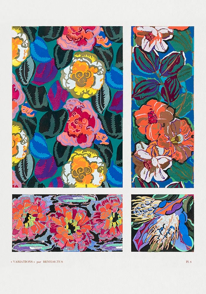 Vintage Geometric Floral Art Deco Pattern, Variation 8 by Édouard Bénédictus