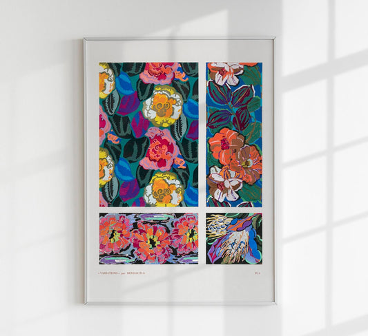 Vintage Geometric Floral Art Deco Pattern, Variation 8 by Édouard Bénédictus