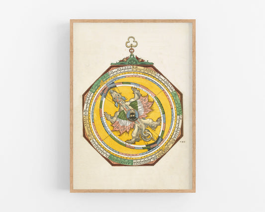 Antique Astronomy print | Astrolabe | 16th century astrology signs | Vintage dragon | Modern vintage décor | Eco-friendly gift