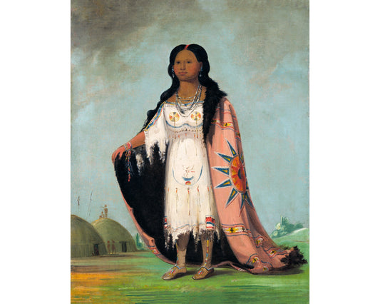 Portrait of a girl | Native American dress | George Catlin | Vintage Native American wall art | Indigenous people | American Indian Fashion