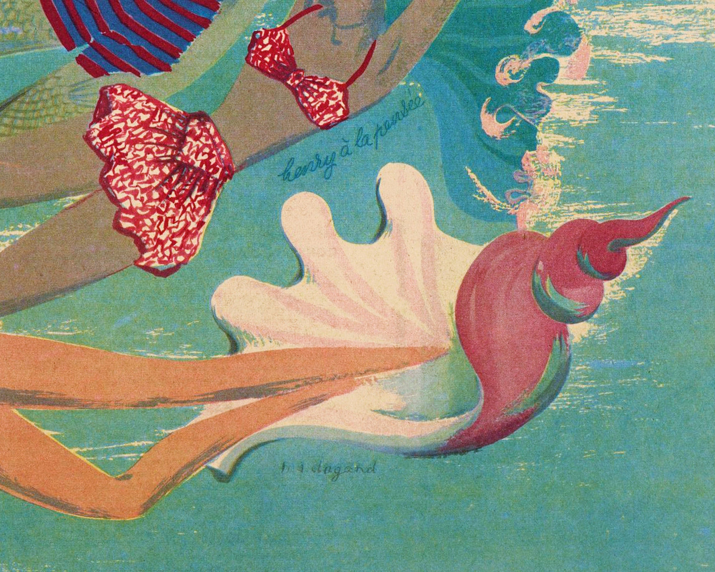 Vintage French mermaid illustration | Women in water | La Femme magazine | Cabin, lake, bathroom wall art