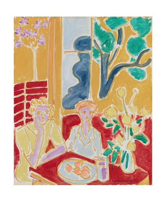 Art Print &quot;Deux Fillettes, fond jaune et rouge (1947)&quot; by Henri Matisse (1947)