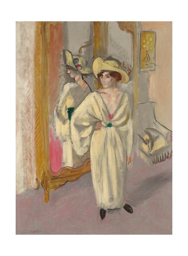Art Print "Femme en blanc debout devant une glace (1918-1919)" by Henri Matisse (1918)