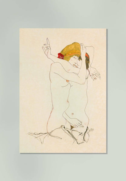 Two Women Embracing by Egon Schiele