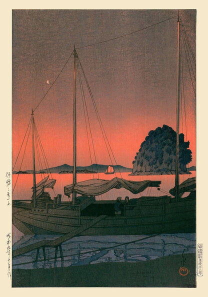 Harbour Sunset by Hasui
