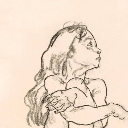Seated Nude Girl Clasping Her Left Knee by Egon Schiele