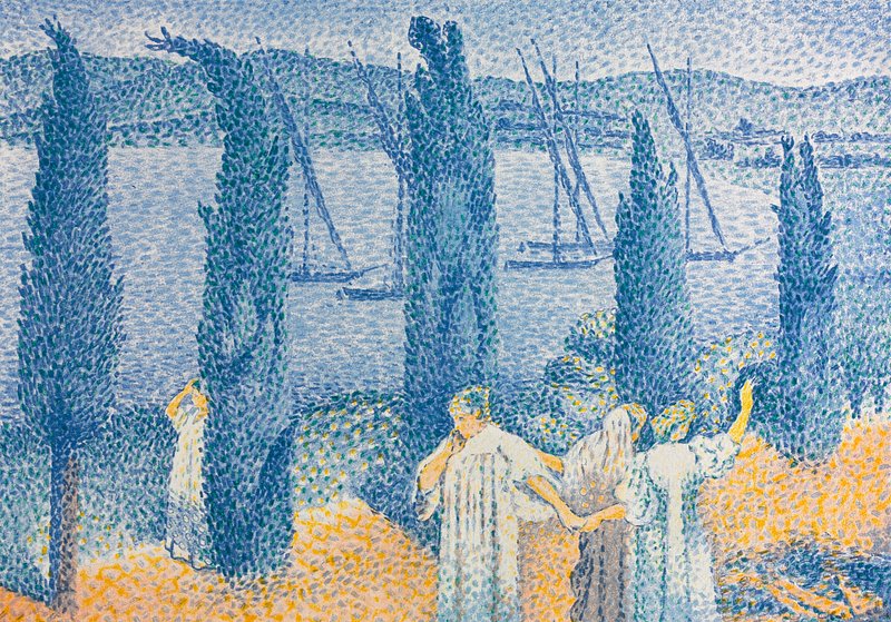 The Promenade; Landscape with Cypresses (1897) painting by Henri-Edmond Cross