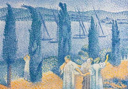The Promenade; Landscape with Cypresses (1897) painting by Henri-Edmond Cross