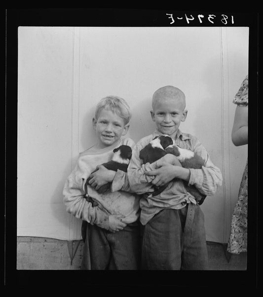 Dorothea Lange Art Print - Migrant Children Holding Puppies