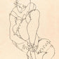 Woman Buttoning Her Shoes by Egon Schiele