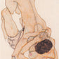 Lesbisches Liebespaar (1914) by Egon Schiele - Queer Erotic Art - Lesbian Lovers Watercolor Art Print | Expressionist Erotic Wall Art | LGBTQIA+ Artwork