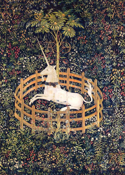 Medieval Unicorn Tapestry Digital Art Printable Instant Download Enchanting Wall Decor for girls room or nursery. renn faire art