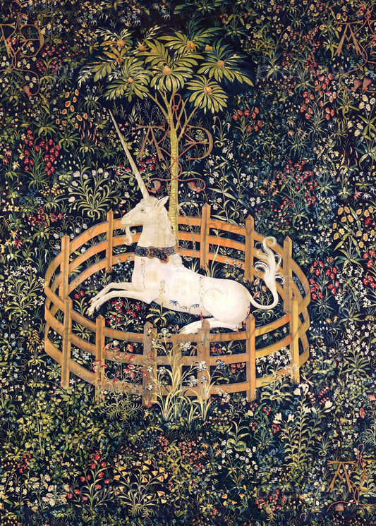 Medieval Unicorn Tapestry Digital Art Printable Instant Download Enchanting Wall Decor for girls room or nursery. renn faire art