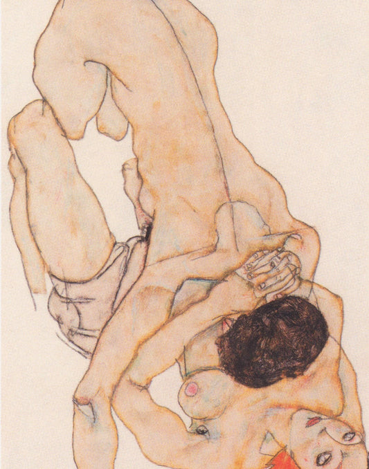 Queer Erotic Art by Egon Schiele Instant Download Lesbian Lovers Watercolor Art Print | Expressionist Erotic Wall Art | LGBTQIA+ Artwork