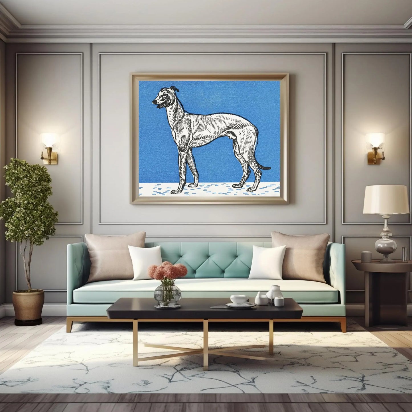 Greyhound (1912) by Moritz Jung - Blue Greyhound - Digital Download Wall Art