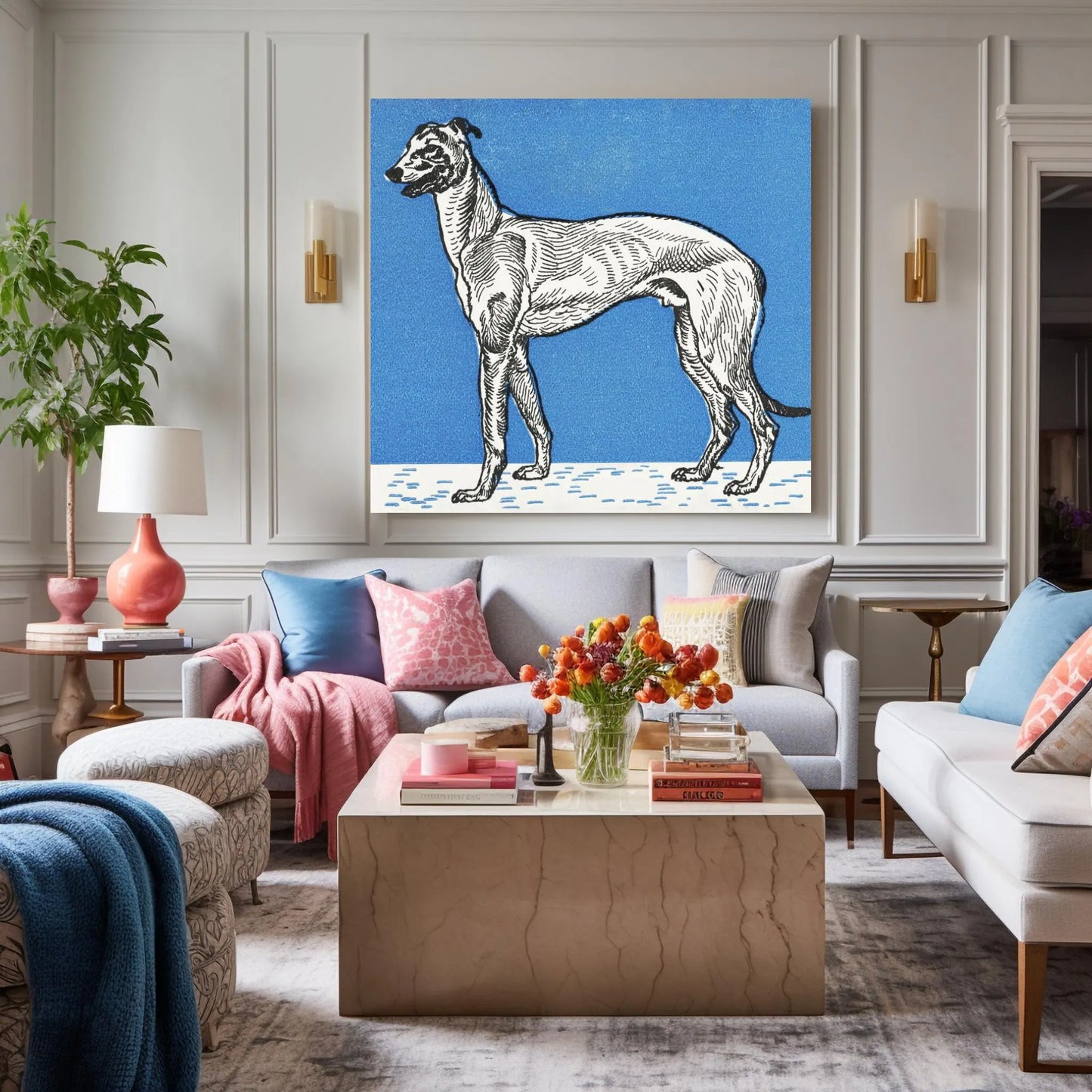 Greyhound (1912) by Moritz Jung - Blue Greyhound - Digital Download Wall Art