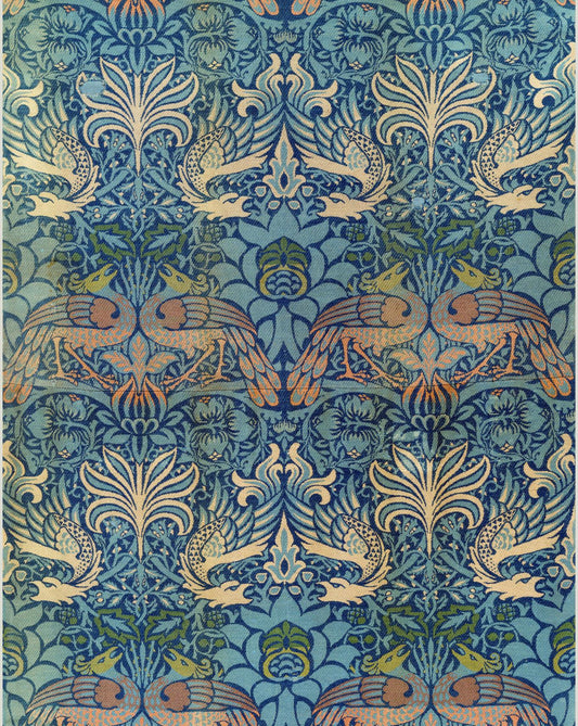 William Morris Peacock and Dragon Pattern Digital Download - Elegant Vintage Textile Art for Instant Home Decor