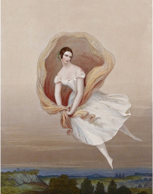 Vintage dancer in the sky | French ballet Giclée fine art print | 19th century dance costume | Modern Vintage decor | Eco-friendly gift (whitespace trimmed)
