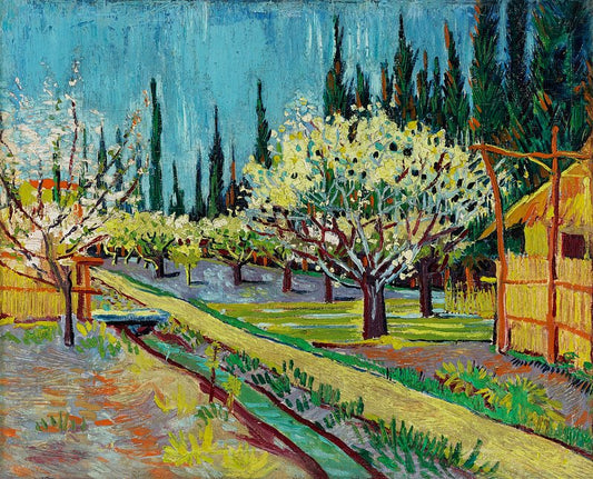 Orchard Bordered by Cypresses (1888) by Vincent van Gogh