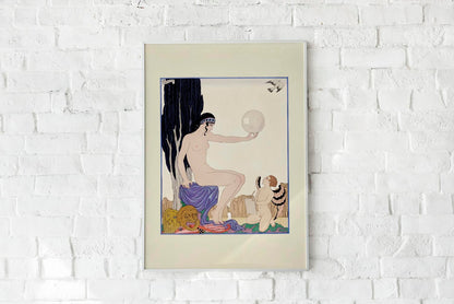 Seated Woman and Cherub Vintage Poster