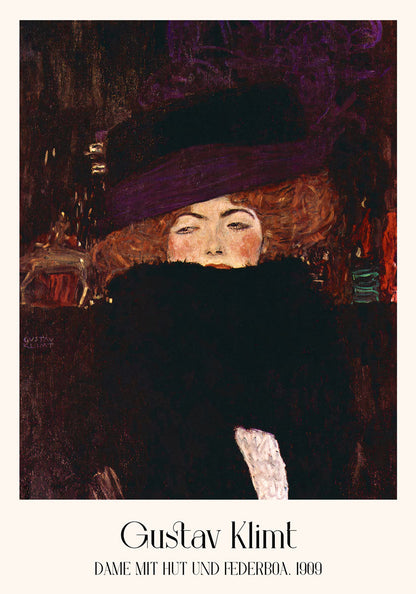Dame Mit Hut und Federboa by Gustav Klimt