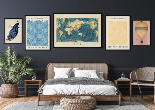 Vintage Map Gallery Wall (Set of 5 Art Prints)