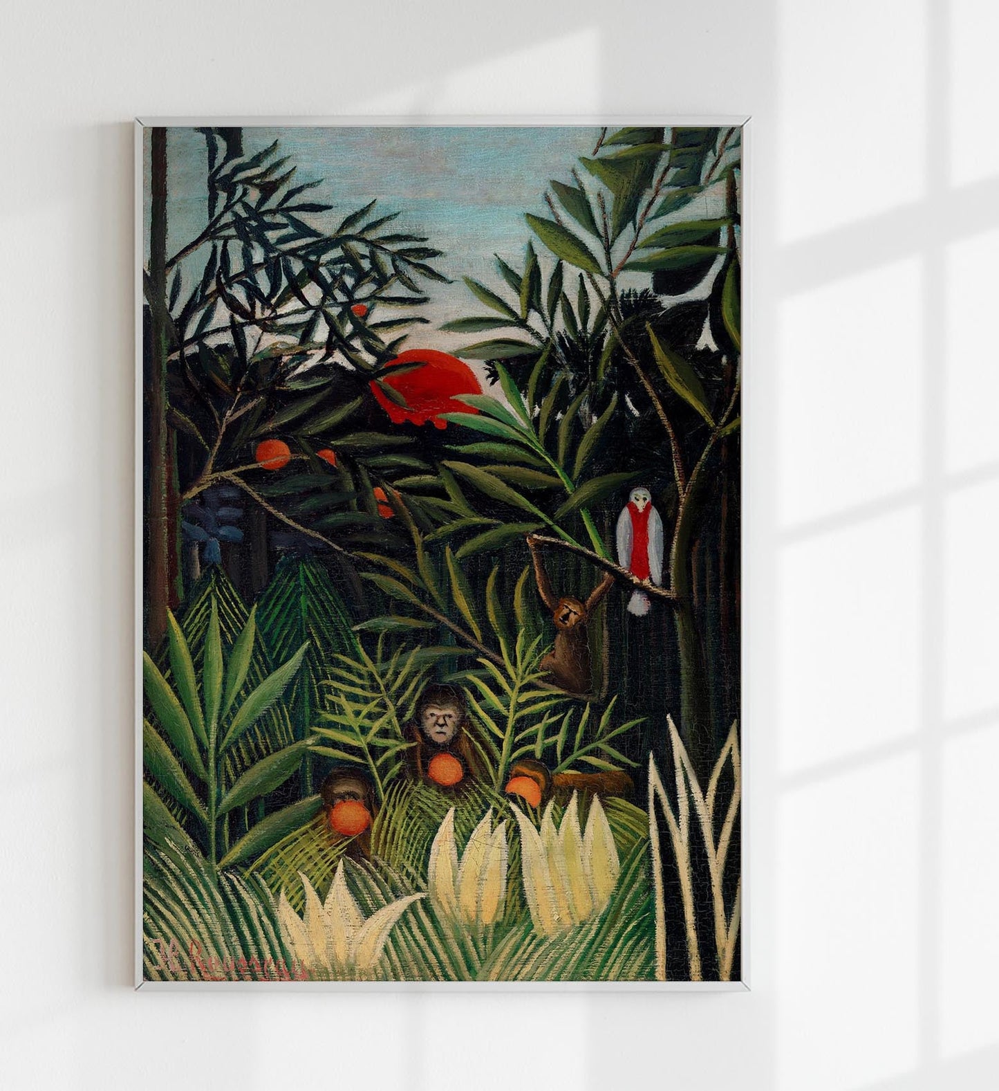 Monkeys and Parrot by Rousseau Art Print