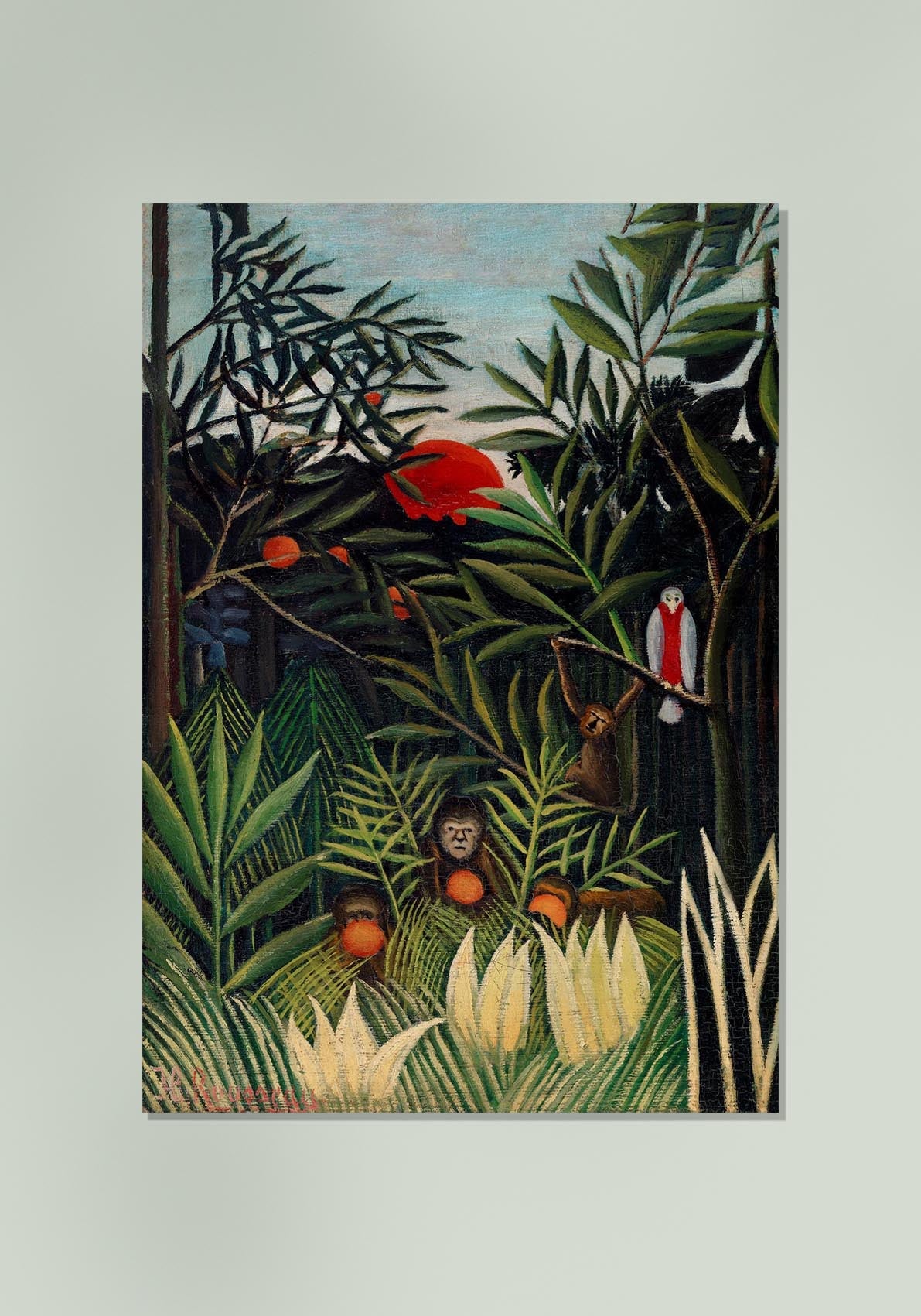 Monkeys and Parrot by Rousseau Art Print