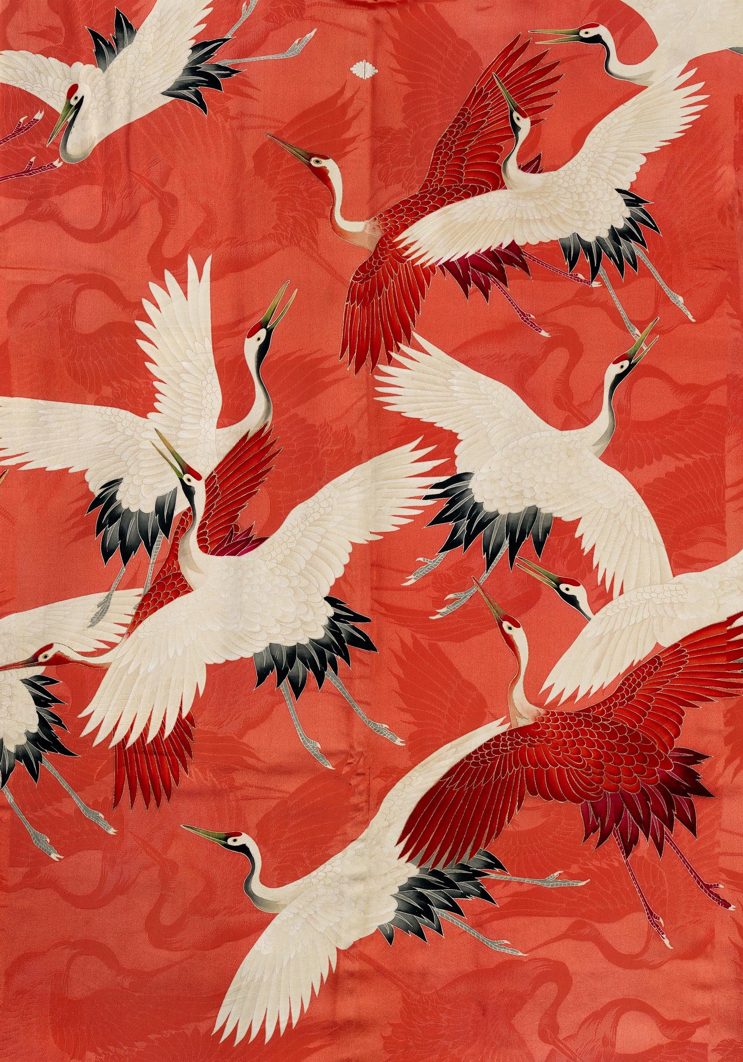 Red Cranes White Cranes Set of 2 Prints