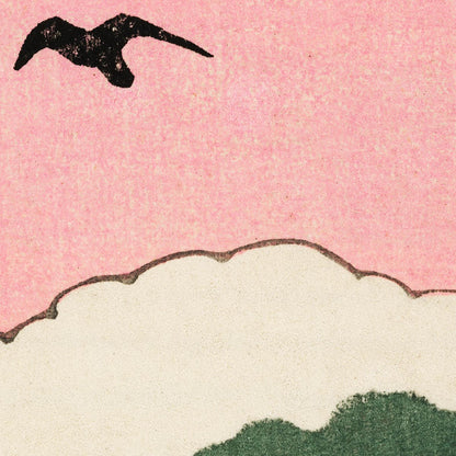 Pink Sky and Birds by Watanabe Seitei