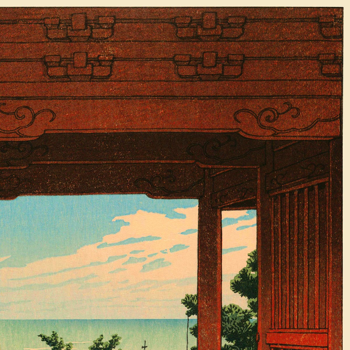 Tamon Temple at Hamahagi by Hasui