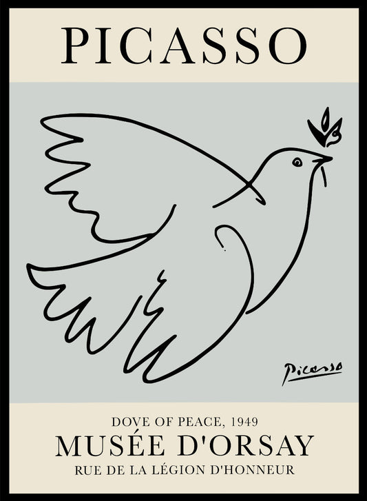 Dove of Peace by Pablo Picasso, Exhibition Poster Print, Blue