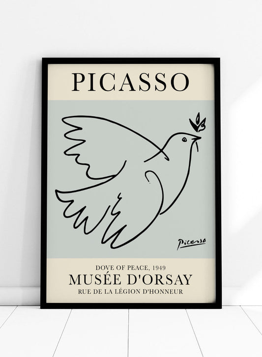 Dove of Peace by Pablo Picasso, Exhibition Poster Print, Blue