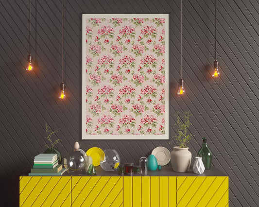 William Morris Pink Flower Wallpaper Poster