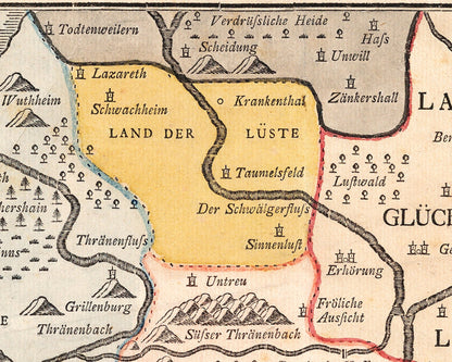 Antique German map of Love | 1777 vintage relationship map | Love and Valentine | Engagement, wedding or anniversary gift | Modern vintage