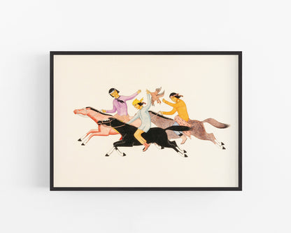 Vintage Indigenous art print | Awa Tsireh | Navajo chicken fight | Native American wall art | Eco-friendly gift