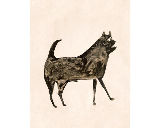 Bill Traylor Americana art | Black dog | Animal folk art | African American self-taught artist | Modern vintage wall décor