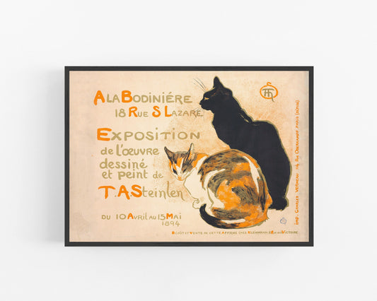 Vintage cat art | Orange tabby and black cat | Animal wall decor | Modern vintage décor | Ready to frame & gift | Steinlen