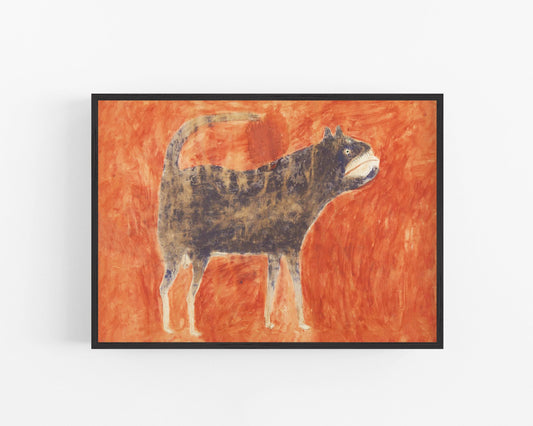 Bill Traylor Americana art | Mean dog | 1940's vintage folk art | African American self-taught artist | Modern vintage wall décor