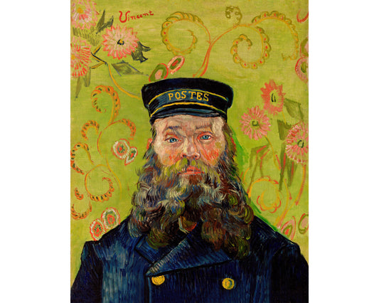 Vintage postal worker | Van Gogh&#39;s The Postman | 19th century male portrait | Bearded man art | Men in fine art |