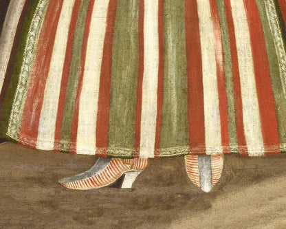 American folk art portrait | Vintage girl fixing tea with rose | Americana wall art | 18th century fashion plate | Kitchen wall art