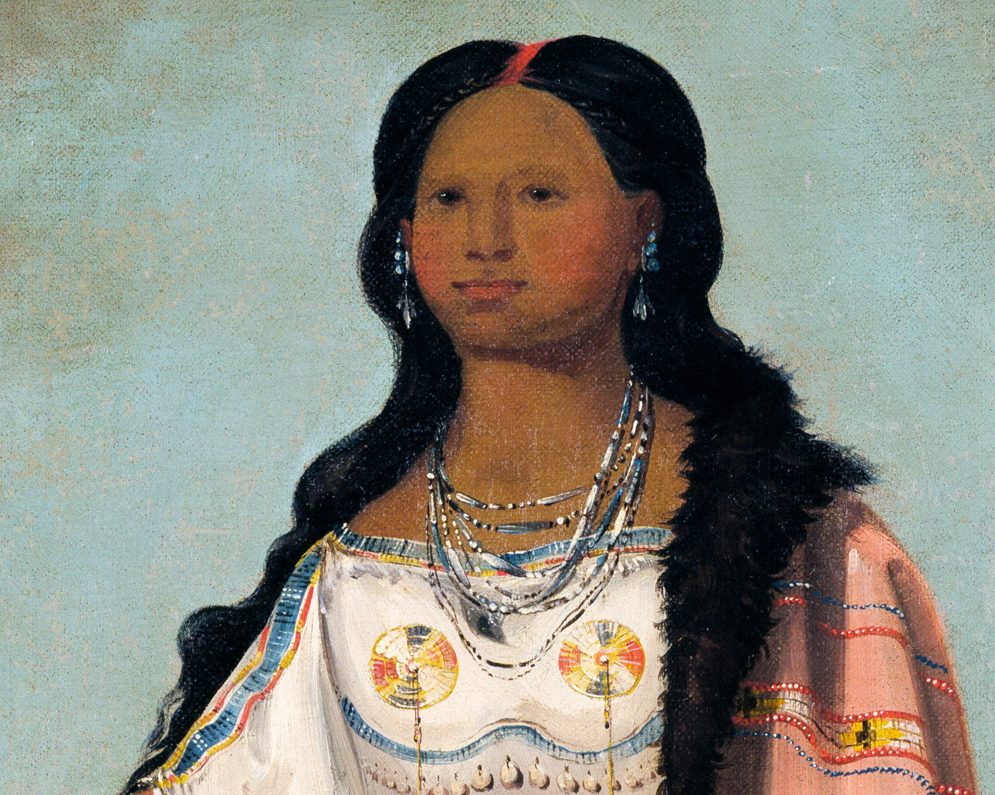 Portrait of a girl | Native American dress |  George Catlin | Vintage Native American wall art | Indigenous people | American Indian Fashion