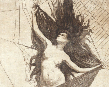 Vintage spider woman art | Arachne | Greek mythology sketch | Vintage gothic nude | Occult, Dark wall art | Victorian spider woman